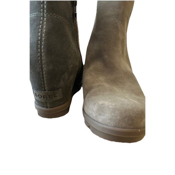 Sorel Womens Green Suede Leather Ankle Boots Zip Up Joan of Arctic Chelsea Sz 11 - Picture 7 of 13